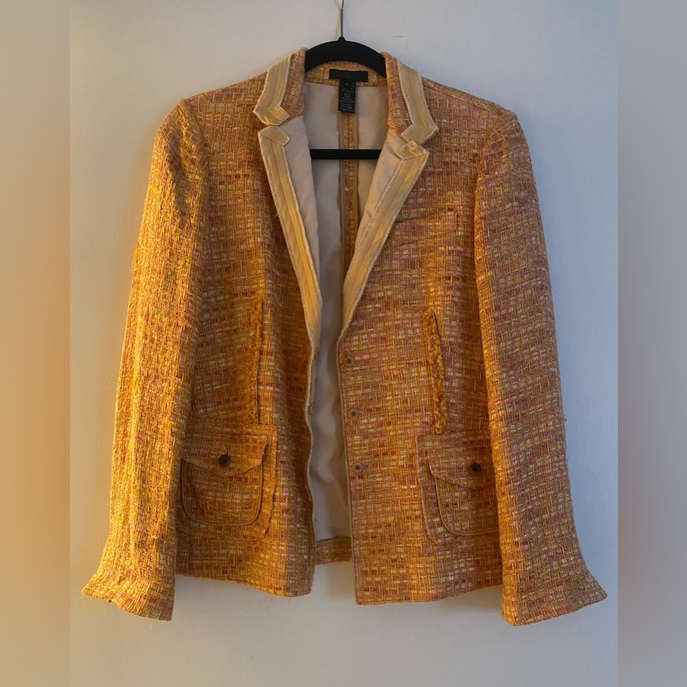 J. Crew Vibrant Orange Tweed Jacket